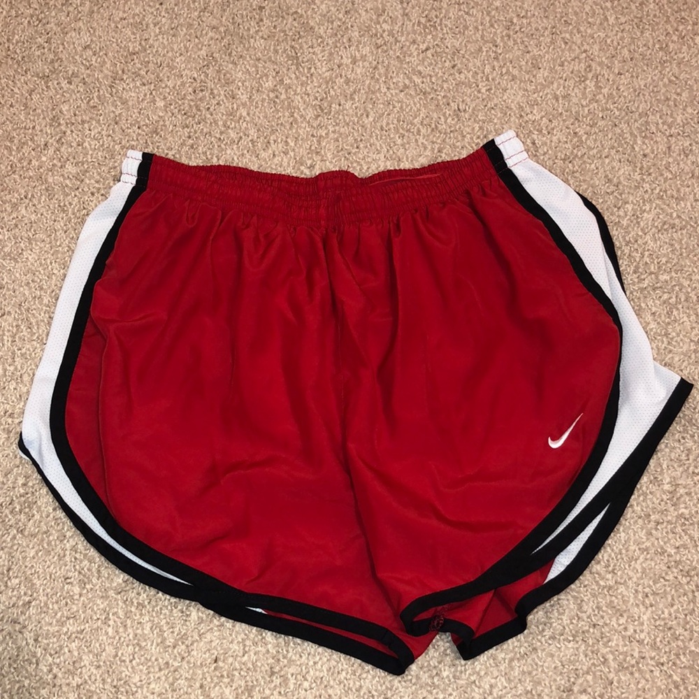 Nike red running shorts